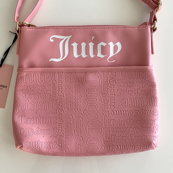 Juicy Couture Deboss Logo Pink Icing Shout It Out Crossbody Bag New - Picture 4 of 9